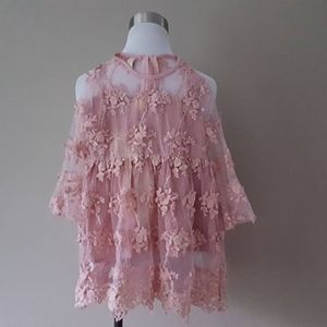 Size 4  Dusty Pink Lace Dress  Sheer  Girls